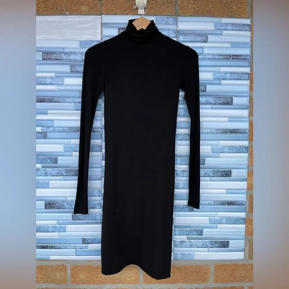 Enza Costa Stretch Silk Rib Long Sleeve Turtleneck Mini Dress small - Picture 4 of 12